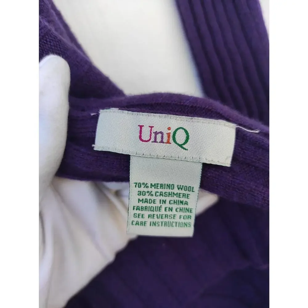 Designer Merino Wool Cashmere Sculpted Front-Drape Wrap Top - Picture 9 of 16